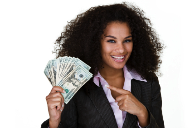 Business Woman Holding Money
