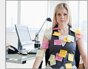 woman with stickies